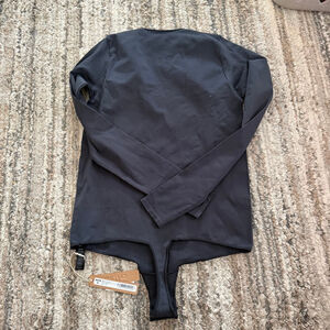 SKIMS Essential Thong Long-Sleeve Crew Neck Bodysuit L/XL Onyx SKU695